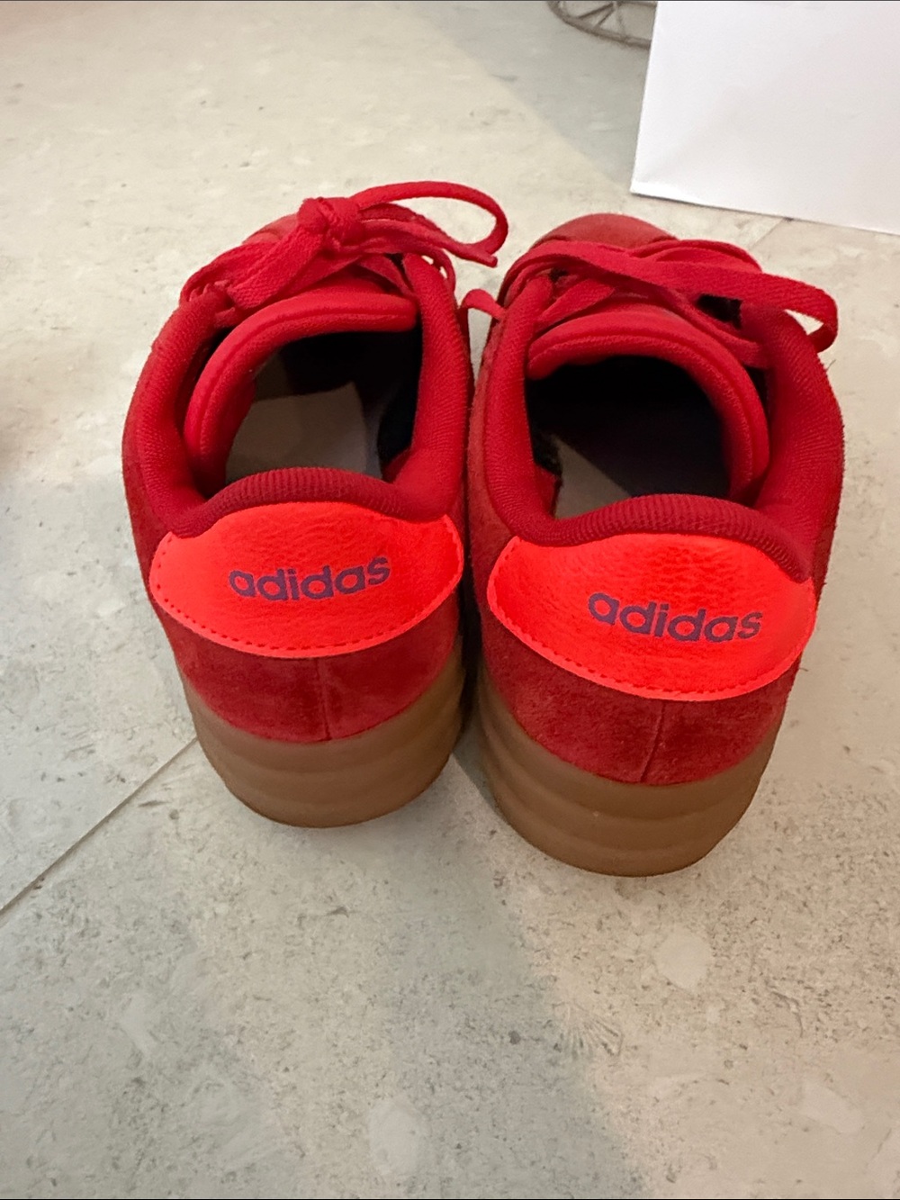 adidas Red Suede Sneakers with Purple Stripe Accentst - Picture 5 of 6